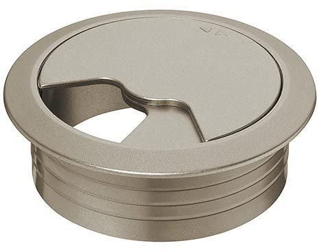 Kabeldurchführung Kabeldurchlass Kabeldose für Schreibtische und Arbeitsplatten, rund, 60 bis 80 mm - in 4 Farben Edelstahl 80 mm - 5 Stück