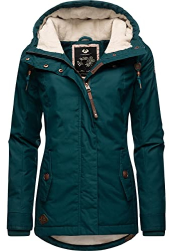 Ragwear Damen warme Kurze Winterjacke mit Kapuze Monade Intl Dark Green22 Gr. L
