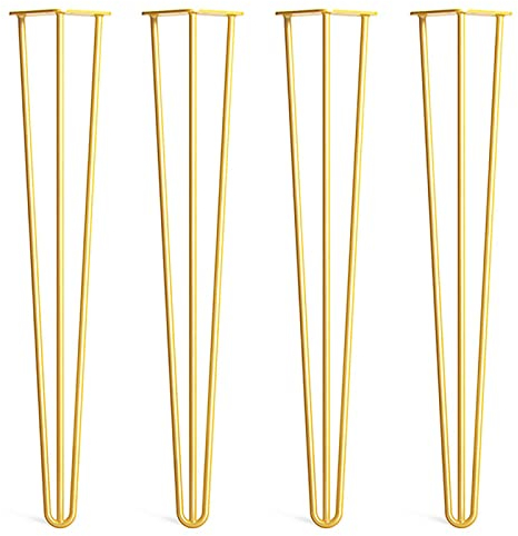 pingping1991 Gold Haarnadel Tischbeine,3-Stange Haarnadelbeine Tischfüße Hairpin Tischfüße Austauschbare Tisch Schrank Möbelbein für Esstisch Couchtisch Schrank Stuhle (40cm(15.7in))