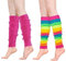 Neon Leg Warmers, Rainbow Knee Warmers and Pink Knitted Leg Warmers for Women Girls Fashionable Color Leg Warmers for Retro 80s Theme Party Sports Yoga Casual (Neon Leg Warmers, rose pink,rainbow)