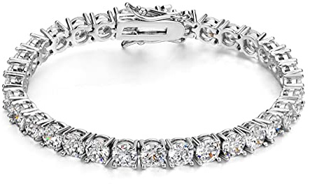 Michooyel Pulsera de tenis con diamantes helados, pulsera de circonita cúbica 5A con engaste de puntas para hombres y mujeres, 3 mm, 4 mm, 5 mm, 6 mm, 18, 20, 23cm