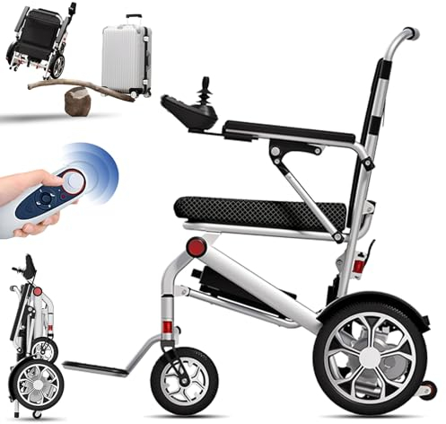 Bueuwe Ultraleichter Faltbarer Elektrische RollstüHle, 14.9 Kg, TragfäHigkeit 150 Kg, Leicht Rollstuhl Elektrisch Mit Fernbedienung, Li-Ion Battery 12ah, Faltbar Elektrorollstuhl FüR Die Wohnung