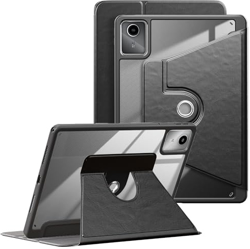 TOPCASE 360° roterande hybridfodral kompatibelt med Lenovo Tab M11 TB330 11 tum ultratunt smart surfplattefodral med pennhållare och automatisk sov/vakna, svart