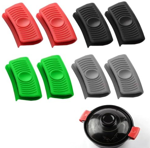 EORPAVU Accessori per pentole a pressione,Presine e guanti da forno，Copri manico in silicone termoisolante, copri manico antiscottatura e antiscivolo, copri orecchie in silicone (4 paia)