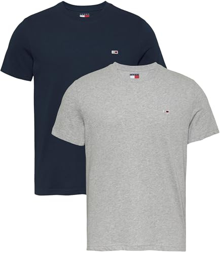 Tommy Jeans Camisetas de Manga Corta Hombre Pack de 2 Slim Mix tee con Cuello Redondo