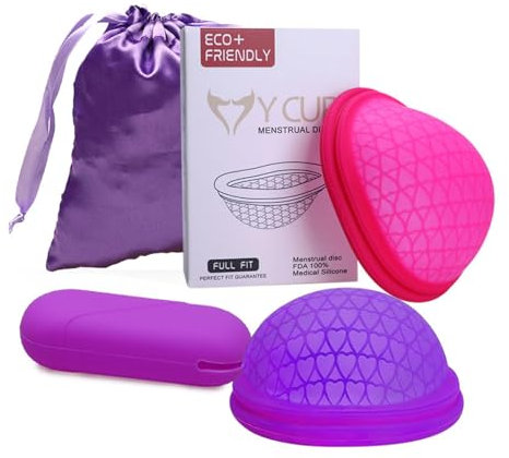 Asheyya Menstrual Disc, Reusable Period Disc, Medical-Grade Silicone Flat-Fit Cup, Soft & Comfortable Menstrual Pad Alternatives for Women (S+L)