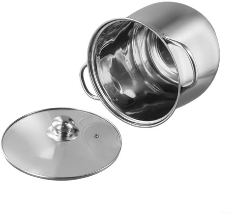 Olla de inducción de acero inoxidable con tapa, olla extra grande resistente hecha de acero inoxidable 201, adecuada para sopas, guisos y caldos, pulido espejo