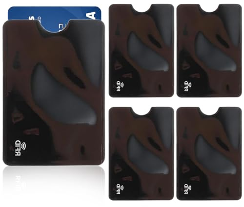 WJRQD 5 Pcs Funda para Tarjeta de crédito antipiratería, Portatarjetas antirrobo antirrfid, Funda Protectora para Tarjetas bancarias sin Contacto, Porta Tarjeta Bancaria Anti Piratería, Negro