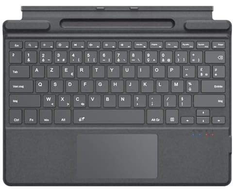 MoKo Clavier Bluetooth Français avec Pavé Tactile pour Microsoft Surface Pro 12/11/ 10/9/ 8/ X 13 Pouces, Clavier Type Cover Fin AZERTY sans Fil avec Porte-Stylet (sans Fonction de Charge), Gris