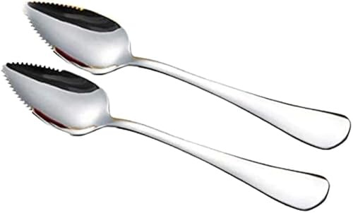 2 Pack Stainless Steel Grapefruit Spoons | Serrated Edge Scoop for Ice Cream, Fruit, Dessert, Cheese and Vegetables | Durable Kitchen Utensils with Easy-Clean Coating