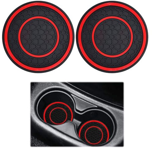 Car Cup Holder Coaster,2 PCS 2.75 Inch Anti-Slip Shockproof Car Coasters for Cup Holders,Car Cup Holder Insert Cup Mats,Universal Car Accessories Interior for Most Cars, SUV, Truck(Red)