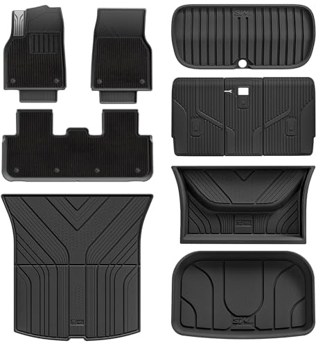 3W 10 delar för Tesla Model Y Juniper 2025-2026 Golvmattor & Bagagemattor | Endast för Premium/Performance | Inklusive Textilmattor | TPE Thorex™ Allväder | 3D Skräddarsydd Passform | Biltillbehör