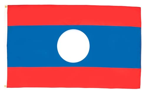 AZ FLAG Lote de 5 banderas Laos – 90 x 60 cm – Bandera Laosiana 100% poliéster con ojales metálicos integrados