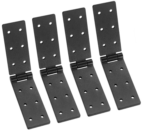 Charnières Pliantes à 180 Degrés,ESYFOR 4 Pièces 198 x 40 mm Charnière de Porte Robustes Noires Métallique Charniere Caisse pour Portes en Bois,Portes de Jardin,Meubles