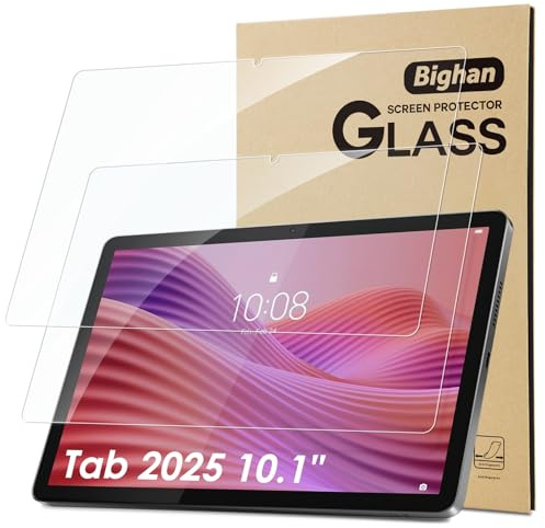 Bighan Protector de Pantalla Compatible para Lenovo Tab 2025 10.1, 2 Pack Cristal Templado, dureza 9H, antiarañazos, sin burbujas