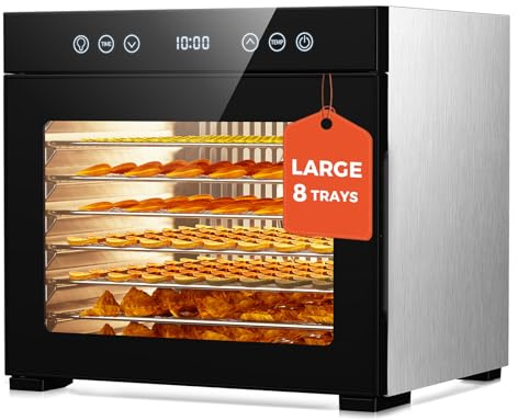 Food Dehydrator 650W, 8 Stainless Steel Tray Dehydrating Machine with Digital Timer & Temp Control (95℉-167℉), Quiet Powerful Jerky Dryer for Beef, Fruits, Herbs, Dog Treats, Veggies