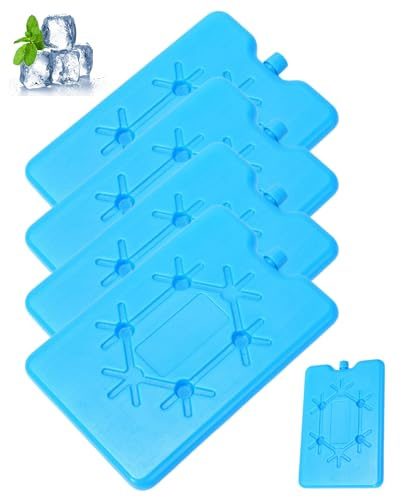 ZKUNL Set di 4 mattoncini refrigeranti in plastica per ferrovia, con polvere di cristallo, 12 ore di raffreddamento, per frigorifero e borsa termica, riutilizzabili, leggeri e compatti