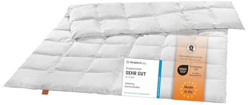 sleepling medium Daunendecke 155x220 cm, Bettdecke, Ganzjahres Decke, 90% Daunen 10% Federn, Daunenbettdecke 155 x 220 cm, Made in EU, Öko-Tex, Downpass, Nomite