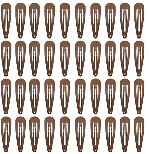 40 Pack Brown Color 2 Inch Metal Snap Hair Clips Kids Barrettes Girls' Hair Accessories (Brown)