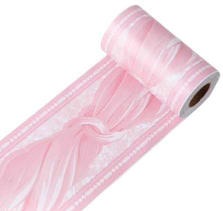 PVC Pink Wallpaper Border Wall Decal Sticker Wall Paper Border Self Stick for Kitchen Bedroom Decoration(10cm by 10m)