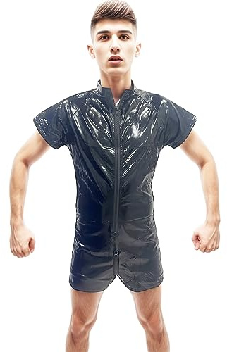 ZUYPSK Wetlook bodysuit jumpsuit overt body lackläder helkroppsdräkt i ett stycke långa byxor overall snäva leggings klubbkläder fest