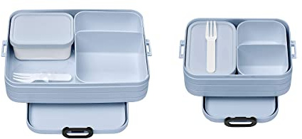 Mepal Brotdose Duo Pack - Midi + Large - Brotdose mit Bento Box - Lunchbox für kleine Snacks & Reste - Erwachsene Essenbox mit Fächern - Old Nordic Blue