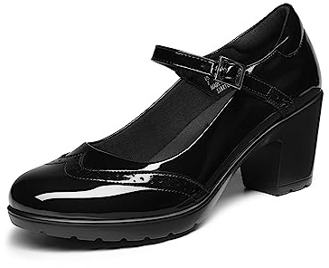DREAM PAIRS Oxford Mary Jane Mujer,Pat Negro,37