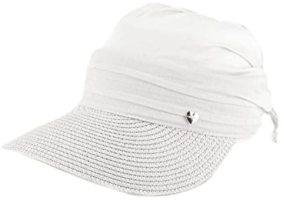 HAT YOU Baumwoll Sommerhut, Damen Sun Visor Hut, verstellbar, Farbe:White