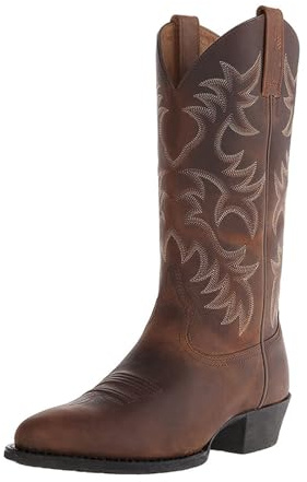 Mens Vintage Western Boots Pointed Toe Embroidered Cowboy Shoes Wide Calf Find Shoes Men, brown, 6 UK