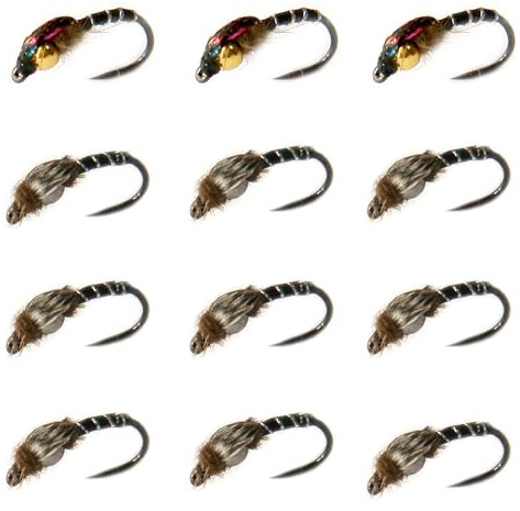 Set di 12 mosche B per pesca a mosca