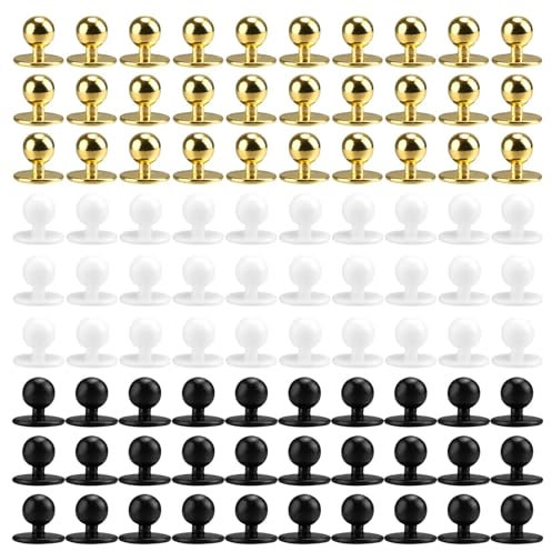 ZIJANG Kochjackenknöpfe 90 Stück Gold Weiß Schwarz Ball Buttons for Chef's Jacket, Küchenjackenknöpfe, Ball Buttons für Kochkleidung, Arbeitskleidung