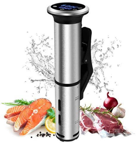OFNHJK Sous Vide Cooker, IPX7 Waterproof Compact Sous Vide Machine, Accurate Temperature & Timer, Ultra Quiet Stainless Precision Immersion Circulator for Beginners Home Chefs