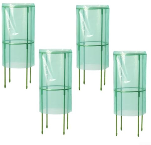 Gabbia protettiva per ortaggi e arbusti, con telaio in fibra e pellicola in PE, progettata per creare un microclima favorevole per la crescita delle piante (4 pezzi)