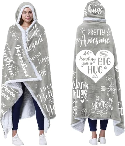 Gifts for Women,Wearable Blanket Hoodie for Women Best Friend Birthday Get Well Soon & Encouragement Gift for Best Friend MumCoworkerDaughter Indoor & Outdoor Use Warm Hooded Poncho