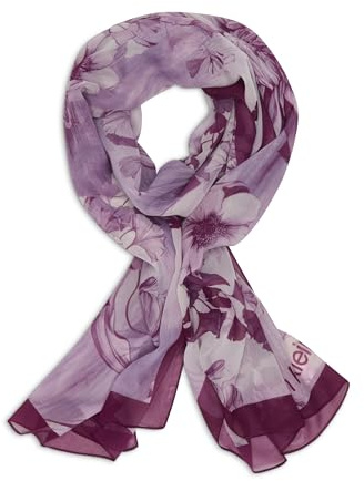 Calvin Klein Women's Floral Chiffon Lightweight Scarf, Cherry Blossom, One Size