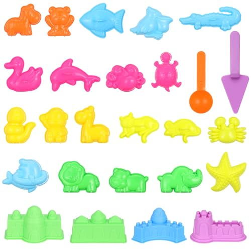 Abaodam 27pcs Sand Molds Tools Set, Sandbox Toys for All Molding Beach Sand Castle Building, Indoor Outdoor Sensory Play Set (random Color)