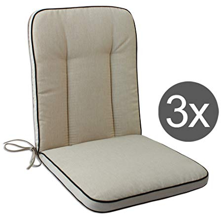 OUTLIV. Elegance Romeo 3-Sitzer Bankauflage, Hochwertiger Dralon-Bezug, Witterungsbeständig, Für Gartenmöbel, Made in Europe, jeweils 97x54x5 cm, Natur