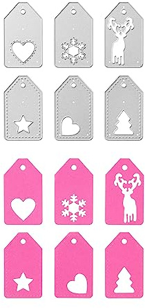 Troqueles de corte de cinco colgantes con motivos navideños, plantilla de troquelado de Navidad, plantilla de troquelado, plantilla de troquelado para día