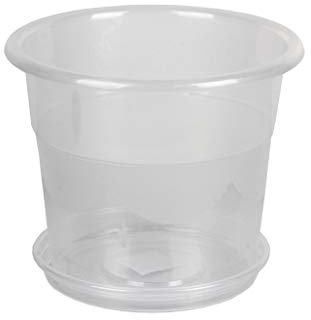 Cofan Maceta Transparente Modelo Orquídea | Medida 17 x 14 + Plato 14.5 cm | Venta Unitaria | Uso Exterior/Interior