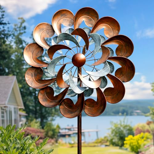 Pure Echo Large Wind Spinners Outdoor - 84 H Kinetic Metal Garden Decor
