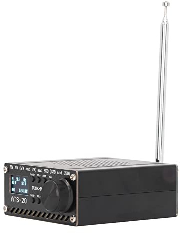 Changor Receptor de Radio Portátil de Banda Completa, Escáner de Radio con Chip Reemplazable SI4732 Interfaz de Antena BNC de Carga USB ATS‑20 con Cable de Datos para Auriculares de 3,5 Mm
