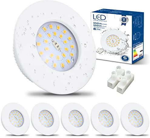 HiBay Spot Led Encastrable Salle de Bain 7W,6x Spot Extra Plat IP44 Étanche,Blanc Neutre 4500K,Trou 60-68mm,Éclairage Encastrés 220V 850lm Pour Cuisine Salon