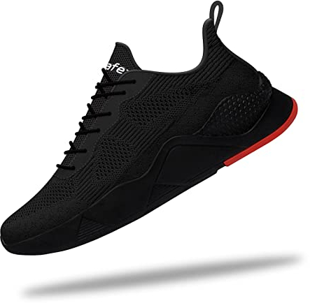 ZVC Arbeitsschuhe Herren Sicherheitsschuhe Herren Damen Leicht Atmungsaktiv Schutzschuhe mit Stahlkappe Sportlich Sneakers (Schwarz, 46EU)