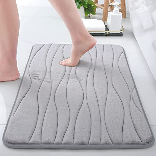 Homaxy Memoryschaum Badezimmerteppich Weich Badematte rutschfest Badteppich Saugfähige Badvorleger Waschbar Duschvorleger - Grau, 40 x 60 cm