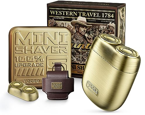 yoose MINI Rasierer Herren elektrisch, Elektrorasierer Herren mit IPX7 wasserdicht, wiederaufladbar & kabellos & 60 Min starke Laufzeit, mini Nassrasierer Herren als idale Geschenk für Männer, golden