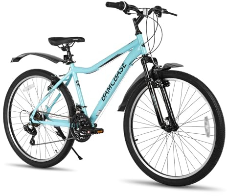 HILAND BAMCBASE Bicicleta de Montaña 26 Pulgadas para Hombres y Mujeres con 21 Velocidades, Frenos V-Brake, MTB Deportiva con Suspensión Delantera para Adultos, Azul