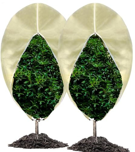 2 Stück Winterschutz für Kübelpflanzen,XL/XXL Winterschutz für Pflanzen 180CMx120CM Frostschutz Pflanzen, Wiederverwendbar Winterschutz für Palmen,Olivenbaum,Blumen mit Reißverschluss und Zugband