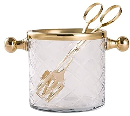 Cubitera Champanera Cubo De Champán, Cubo De Hielo De Vidrio De Latón con Clip De Hielo, Cubo De Vino Adecuado para Bares Domésticos Cubiteras para Botellas