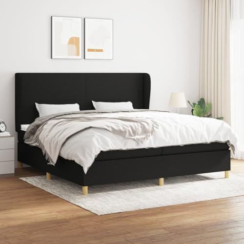 qohoio Boxspringbett mit Matratze Schwarz 200x200 cm Betten Bett Mit Matratze Bett Boxspringbett Schlafzimmer MöBel Stoff - 3128391