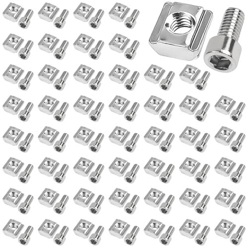 XSHAO 50 pezzi per scanalature M5, scanalatura M5, 6, con vite, serie 2020, tipo B, per profilo in alluminio, estrusione, guida